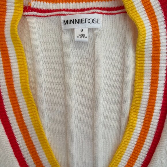 Minnie Rose Cotton Cashmere Preppy Striped Cardigan with Pockets! Size S - Picture 3 of 9